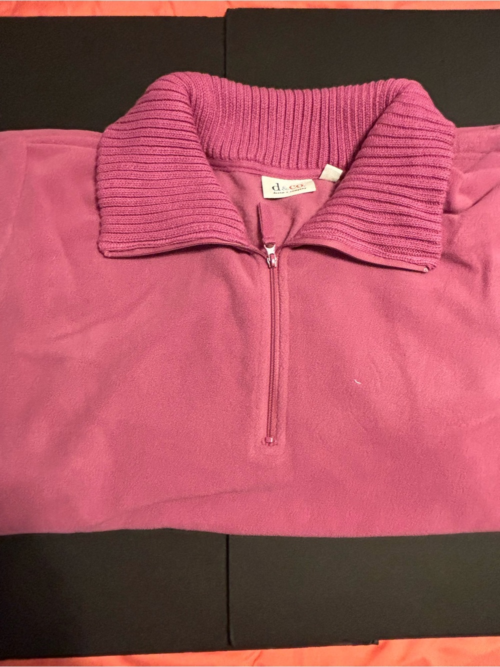 Denim & Co 3X Pink Berry Fleece Pullover Rib Knit Collar 1/4 Zip Plus Size NWT